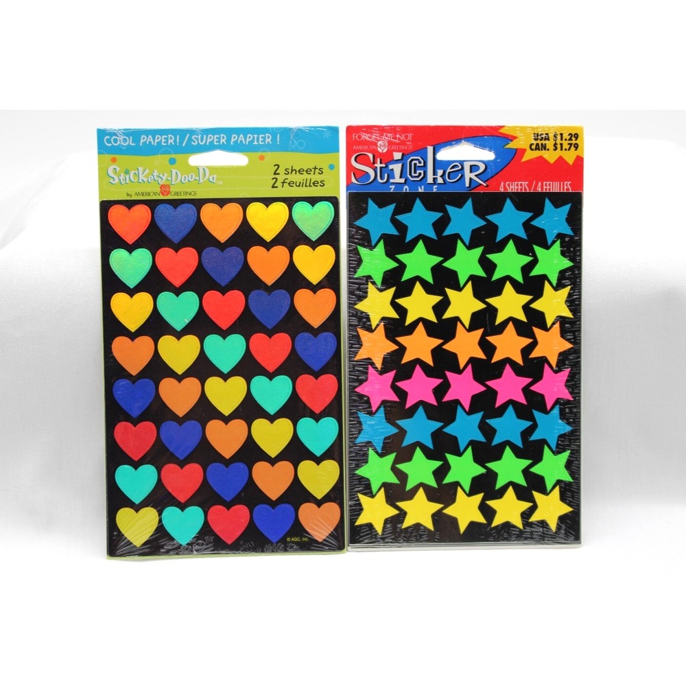 Vintage Lot of Hearts and Stars Stickers American Greetings NEW 6 Sheets